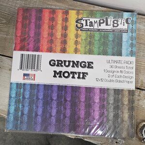 Grunge Motif Scrapbook Paper Pack – 36 Sheets, 12x12, Double-Sided – Brand New